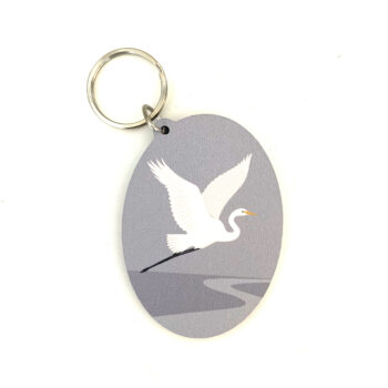 Native Bird Wood Keytag - White Heron