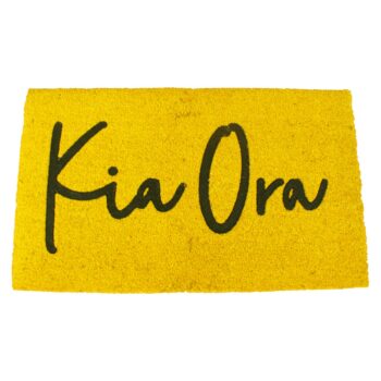 Coir Doormat - Kia Ora Kowhai Yellow - Small