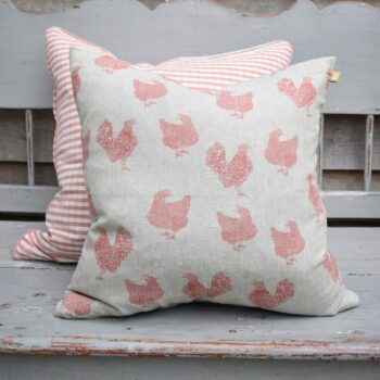Henrietta and Gingham Cushions in Fig Pink