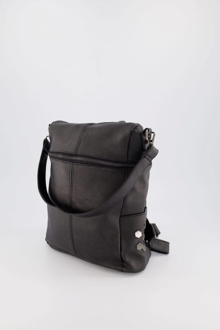 Vintage Leather Zip Top Backpack