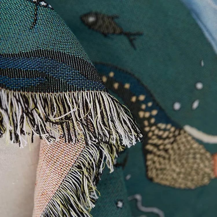 Mermaid & Sea Life Throw Blanket Cover