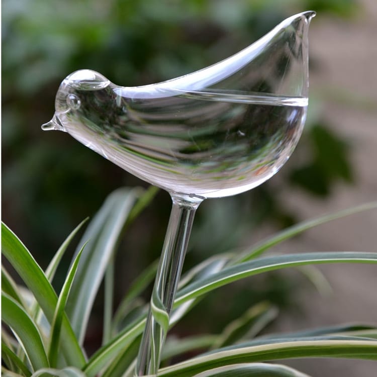 Plant Self Watering Glass Bird Stake