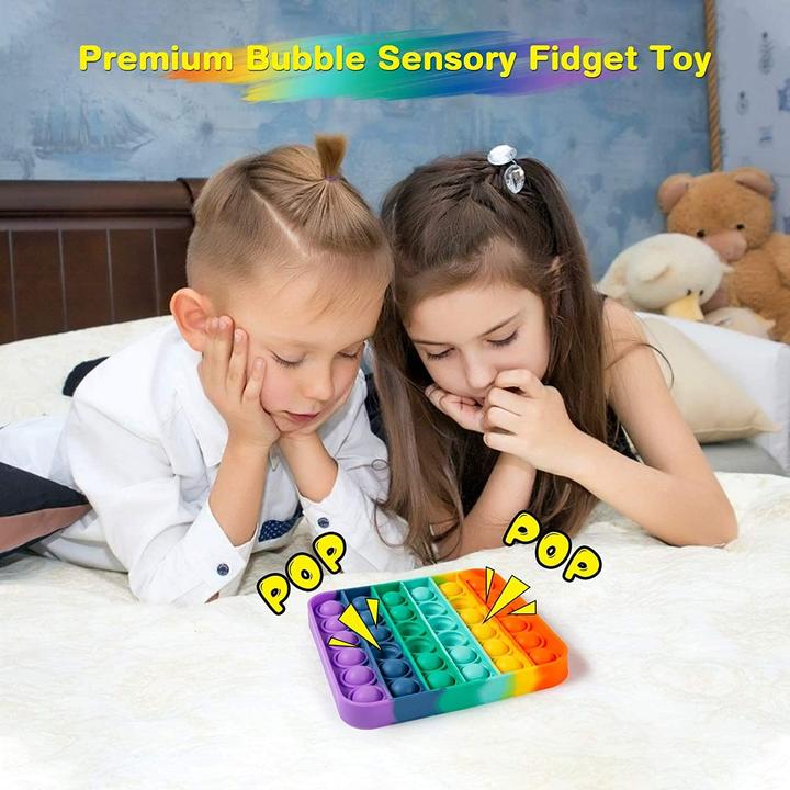 Push And Pop Bubble Fidget Toy - Square Rainbow