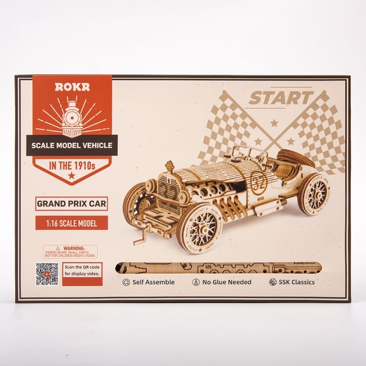 ROKR Scale Model Vehicles Wooden 3D Puzzle - MC401 Grand Prix Car