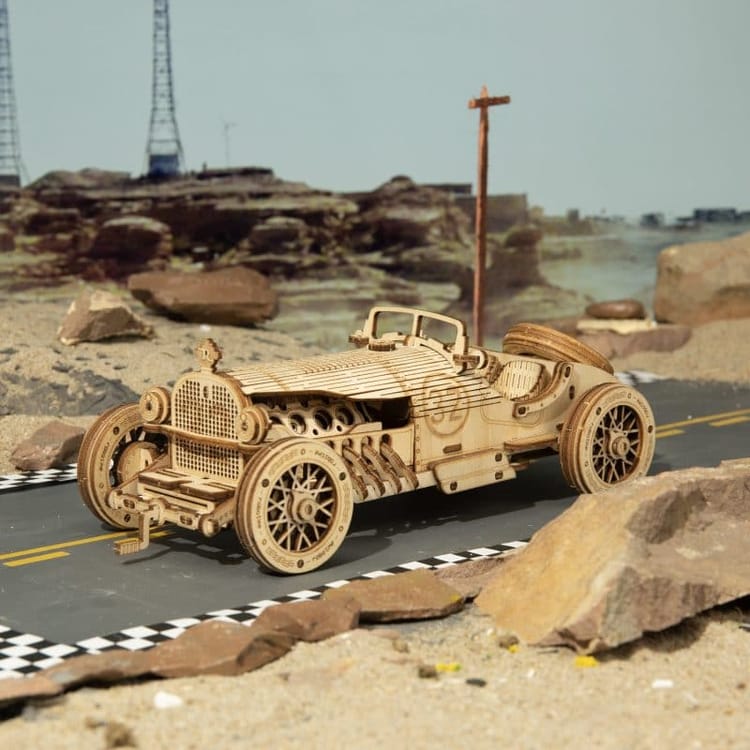 ROKR Scale Model Vehicles Wooden 3D Puzzle - MC401 Grand Prix Car