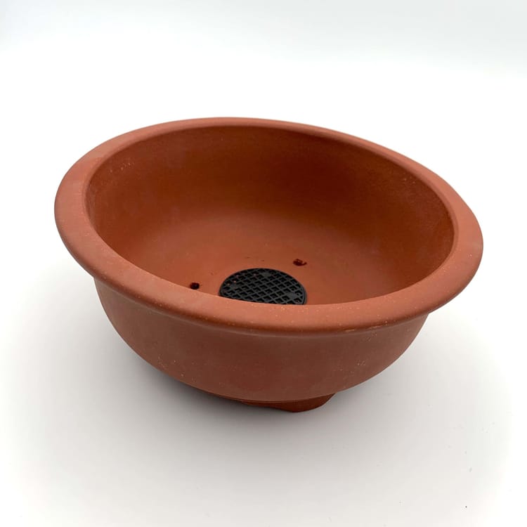 Yixing Purple Sand Pottery Round Bonsai Pot - Red