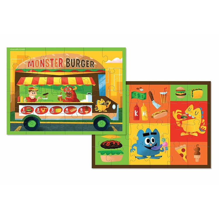 Two Sided Puzzle 24pc - Monster Burger Food Truck