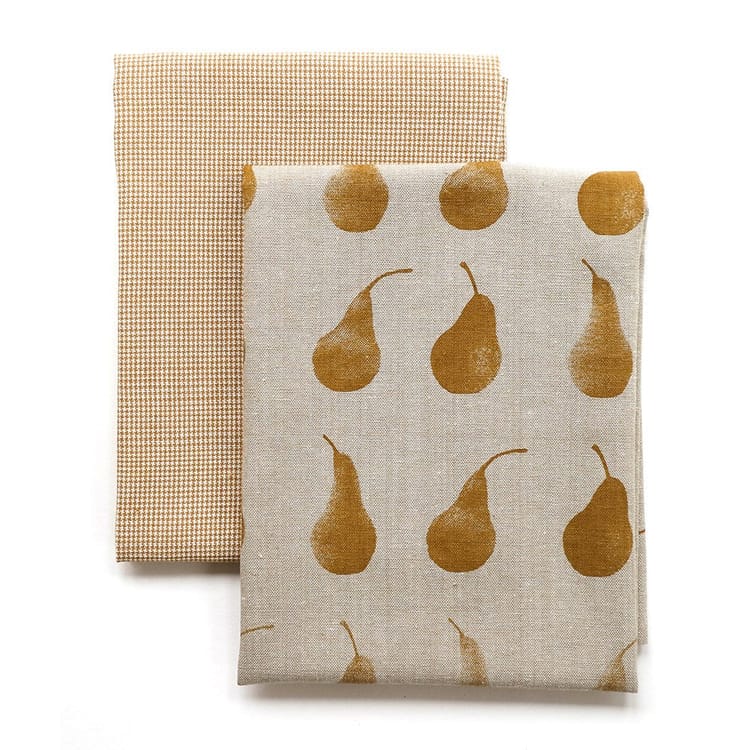Pear Tea Towel Set Of 2 - Mustard