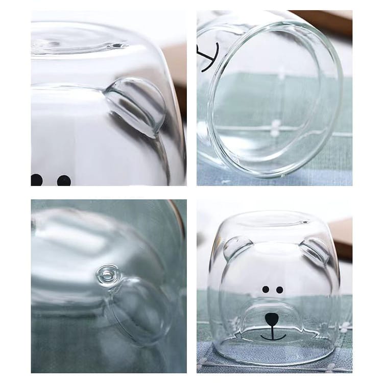 Bear Double Walled Glass Mug - Clear