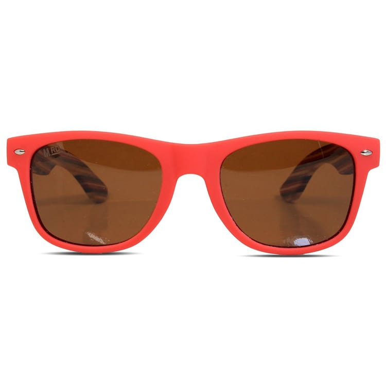 50/50s Sunglasses with Striped Wood Arms - Red