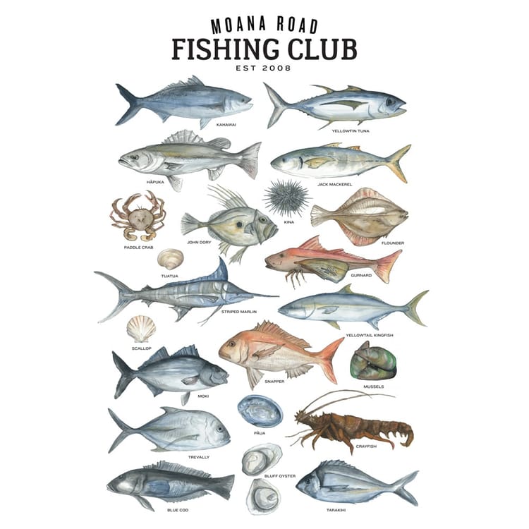 NZ Fishing Club Tea Towel