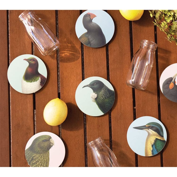 NZ Native Bird Coaster Pack of 2 - Hushed Green Tui