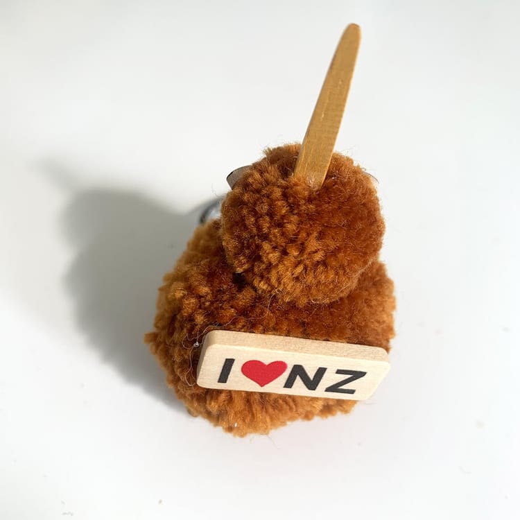 I Love NZ Soft Kiwi Keychain - Light Brown