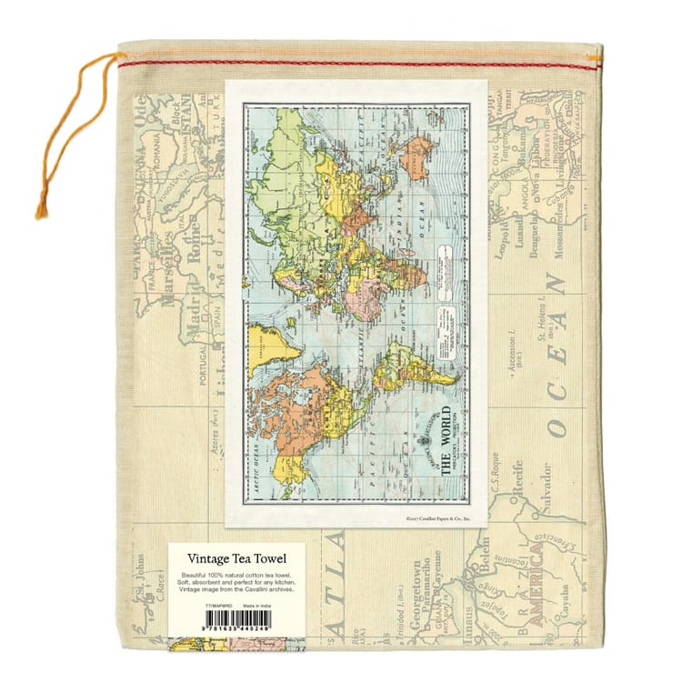 Vintage Tea Towel - World Map