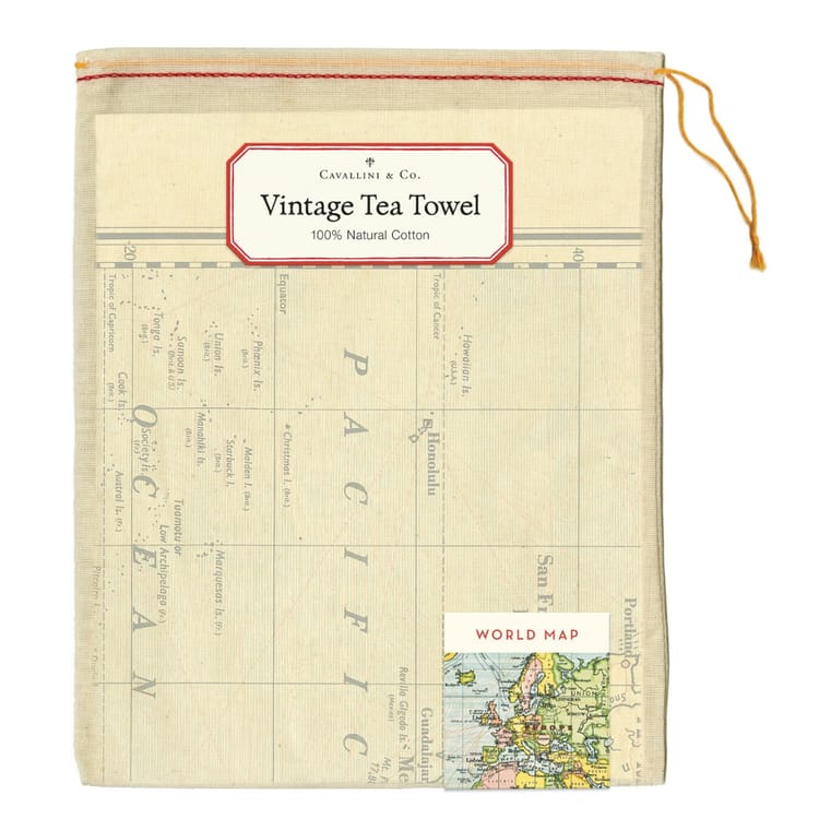 Vintage Tea Towel - World Map