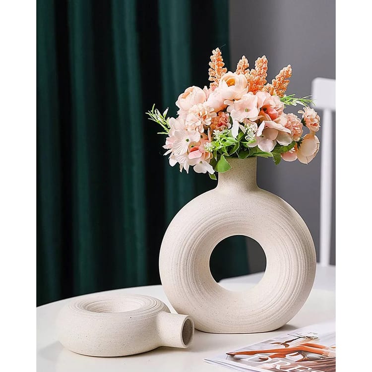 Circular Hollow Ceramic Vase - Large