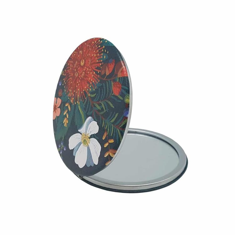 NZ Flowers Double Cosmetic Mirror - Clematis & Pohutukawa
