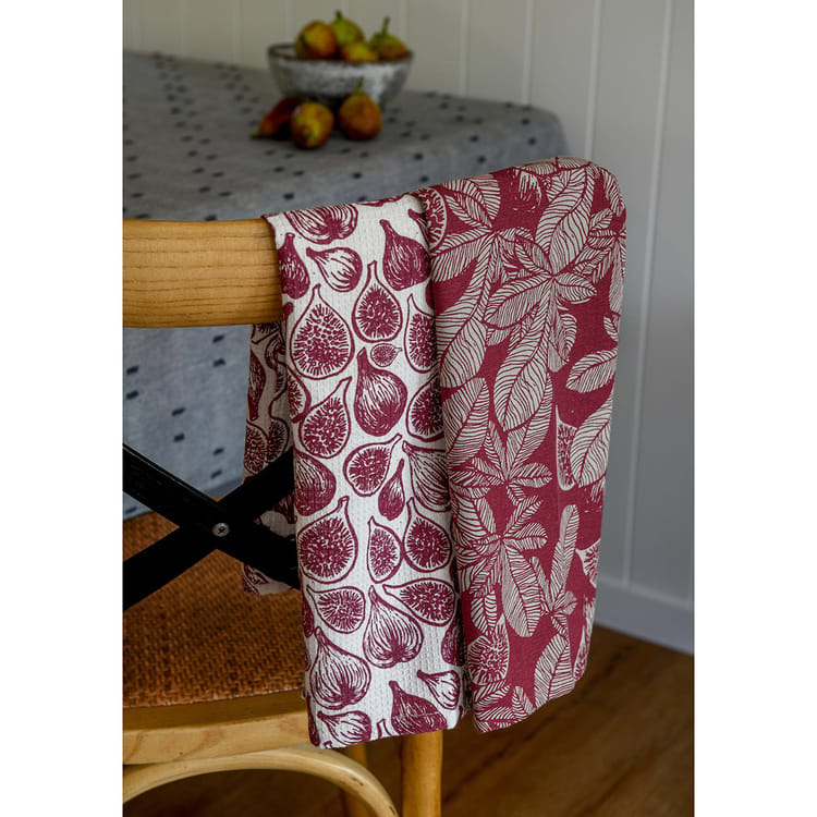 Fig Tree Tea Towel Set of 2 - Ruby