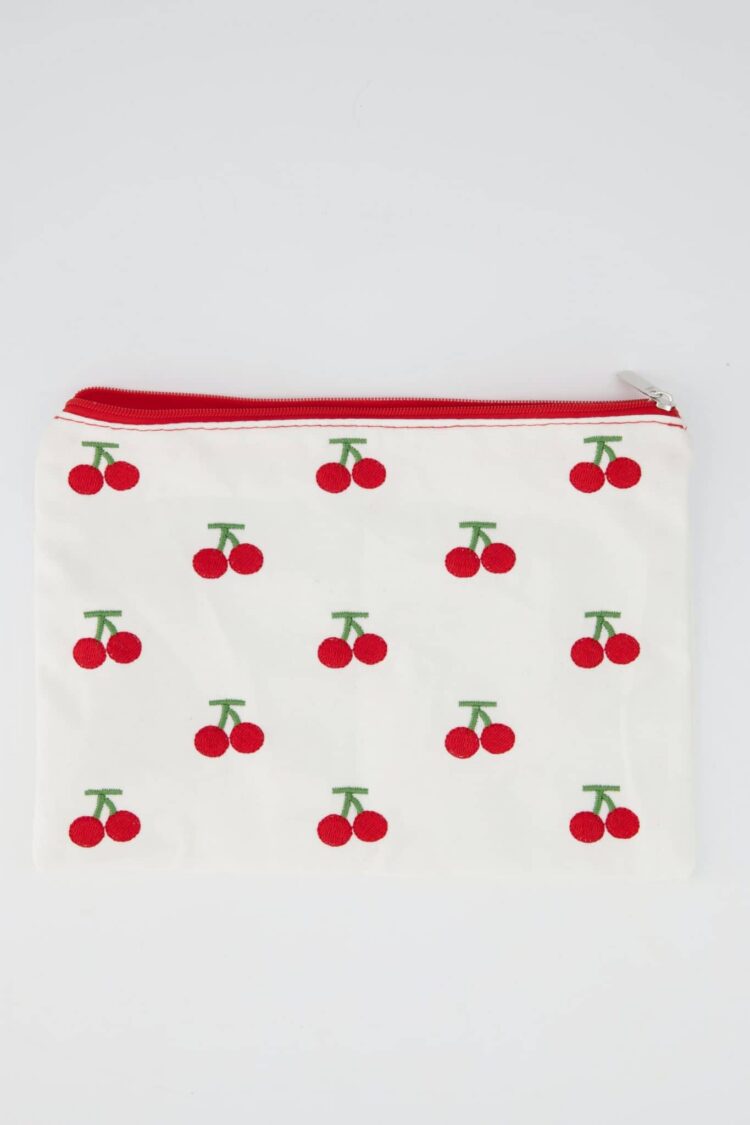 Embroidered Cherry Pouch