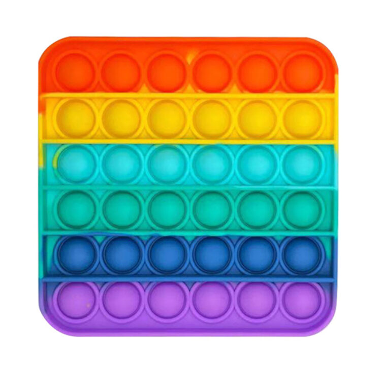 Pop It Bubble Fidget Toy - Square Rainbow