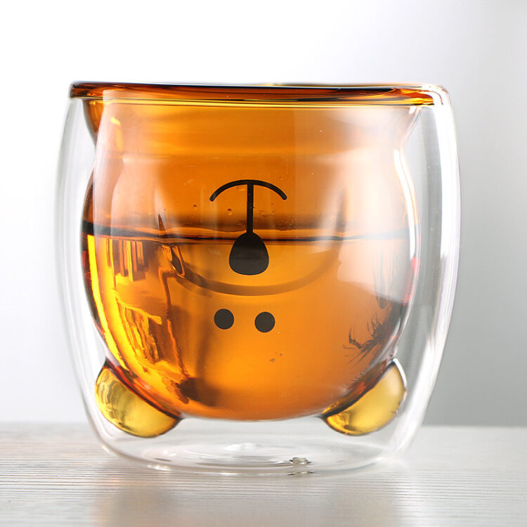 Bear Double Walled Glass - Amber