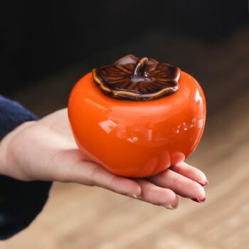 Persimmon Ceramic Tea Storage Jar