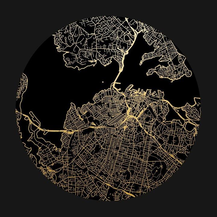 Auckland Mapscape Foil Print - Black