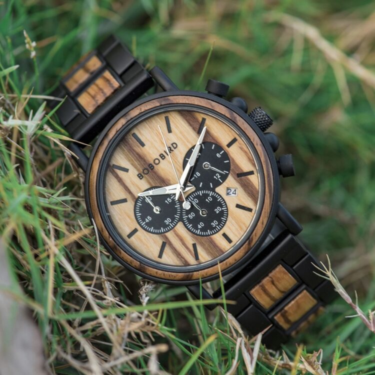 Men's Wooden Chronograph Watch with Gift Box