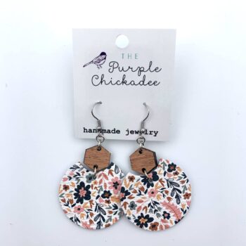 Spring Florals Semi Circle Leather Earrings