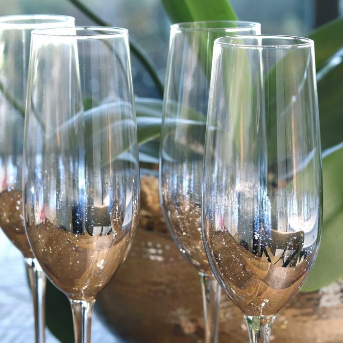 Starry Sky Silver Champagne Flute Set of 4