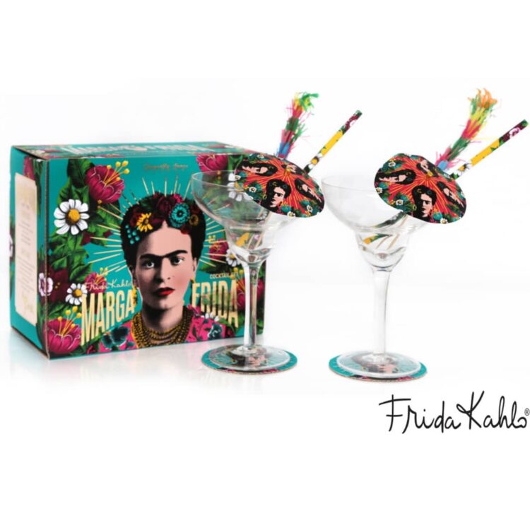 Mix up some of your favourite drinks and reference one of the world’s greatest female artists whilst you do it. The Frida Kahlo Margarita Cocktail Set comes with everything you need to get an arty party started - excepting of course the drinks themselves! With colourful Frida inspired Mexican style drink umbrellas for each glass and perfectly shaped cocktail glasses the Frida Kahlo Margarita Cocktail Set is a real statement of intent - an artist’s manifesto even - to get tipsy in style! The Frida Kahlo Margarita Cocktail Set also comes with a set of two coasters inspired by Frida’s style. Frida Margarita classic recipe Ingredients: Lime wedge, coarse salt, 60ml fresh lime juice (about 1 large lime), 60ml cup tequila, 60mm cup orange liqueur, coarsely cracked ice cube. How to make: Rub the rims of 2 martini glasses with a lime wedge, then dip the rims in a dish of course salt. Refrigerate the glasses if desired. In a shaker, combine the lime juice, tequila, and orange liqueur. Add ice and shake 10 to 15 seconds, then strain into the prepared glasses.