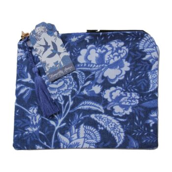Willow Flowers Makeup Bag - White on Blue
