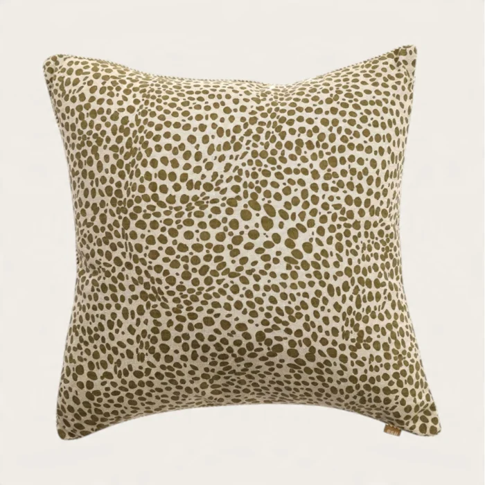 Khaki Green Animal Print Cushion 45x45cm with Feather Inner