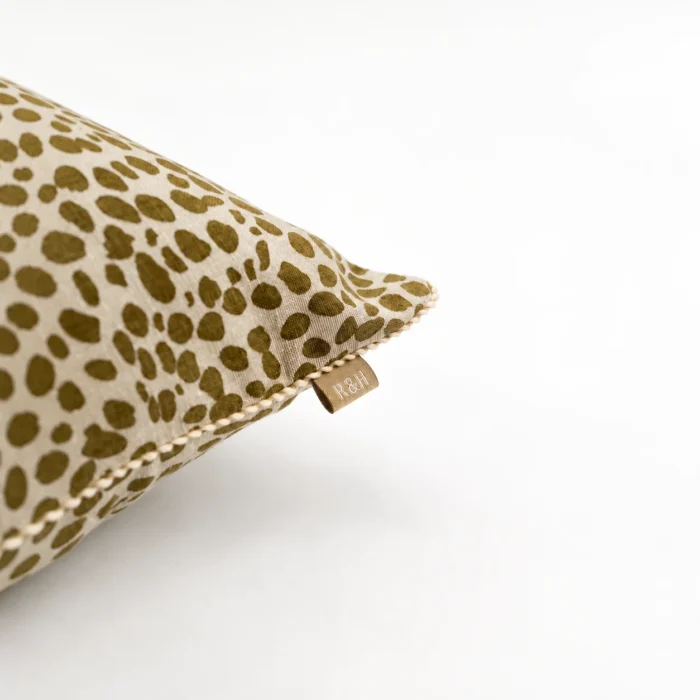 Khaki Green Animal Print Cushion 45x45cm with Feather Inner