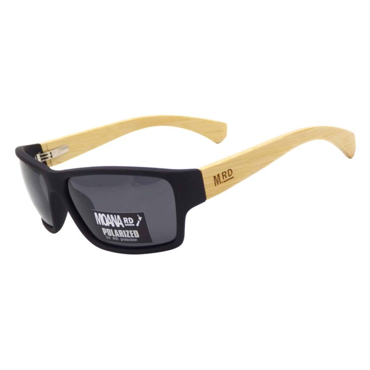 Tradies Sunglasses W/ Wood Arms - Black