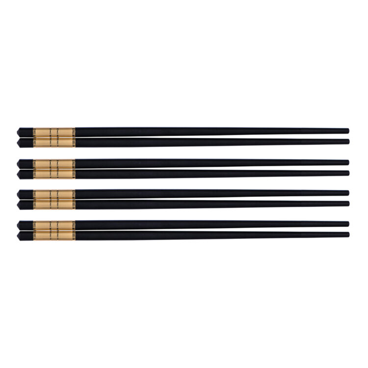 Alloy Chopsticks With Gold Trim - Set of 4