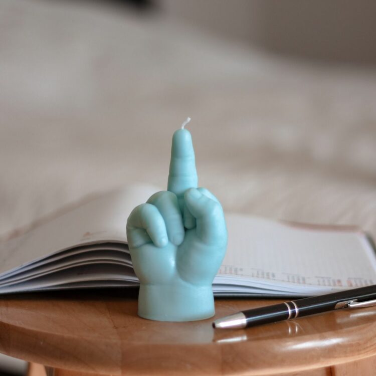 Baby Hand Candle - F*ck You - Pastel Blue