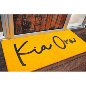 Coir Doormat - Kia Ora Kowhai Yellow - Large