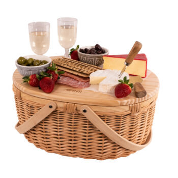 2 Person Pine Wood Top Insulated Basket Picnic Set