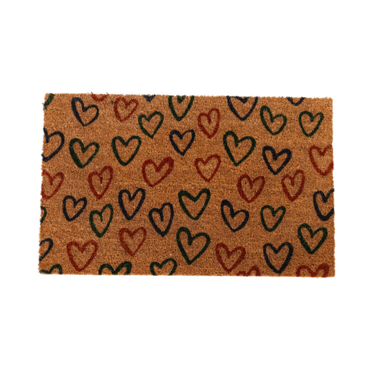 Coir Doormat - Hearts
