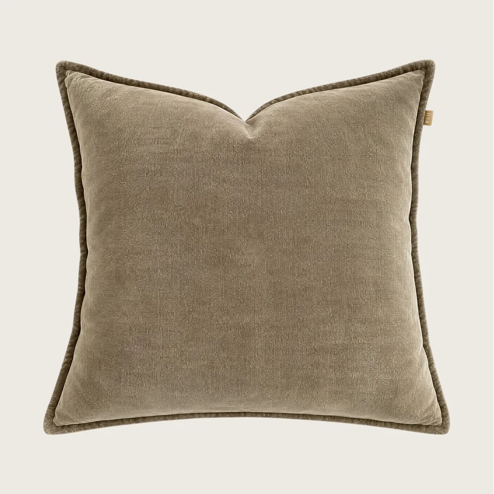 Sage Cotton Velvet Cushion 50x50cm with Feather Inner