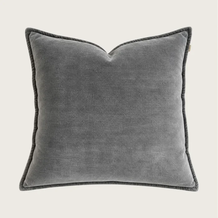 Slate Cotton Velvet Cushion 50x50cm with Feather Inner