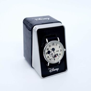 Disney Mickey Mouse Black Faux Leather Band Watch