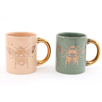 Summer Bee Mugs Set Of 2 Assorted