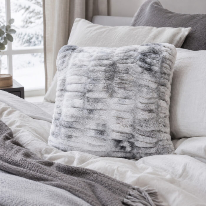 Faux Fur Ribbed Cushion